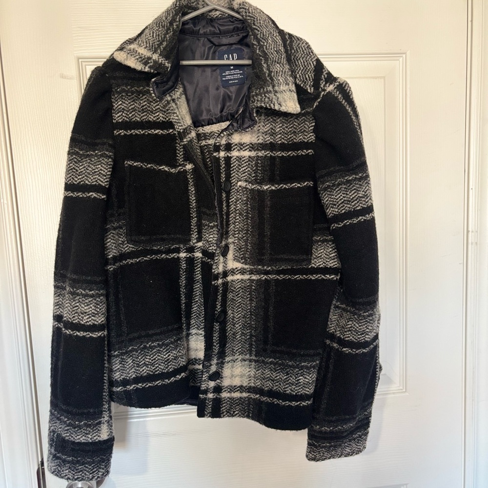 GAP Black and White Plaid Outerwear